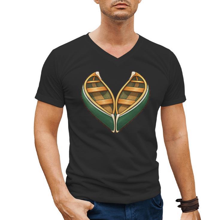 Canoe Heart Cute Minimalist Paddling Adventure Men's V-Neck T-Shirt