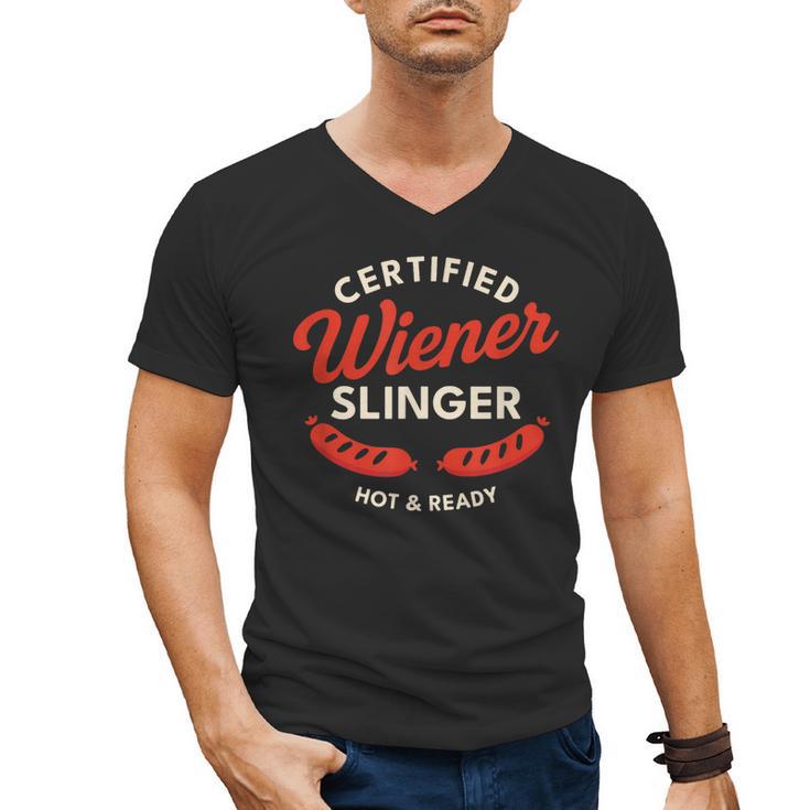 Certified Wiener Slinger BBQ Dad 4th Of July Men's V-Neck T-Shirt