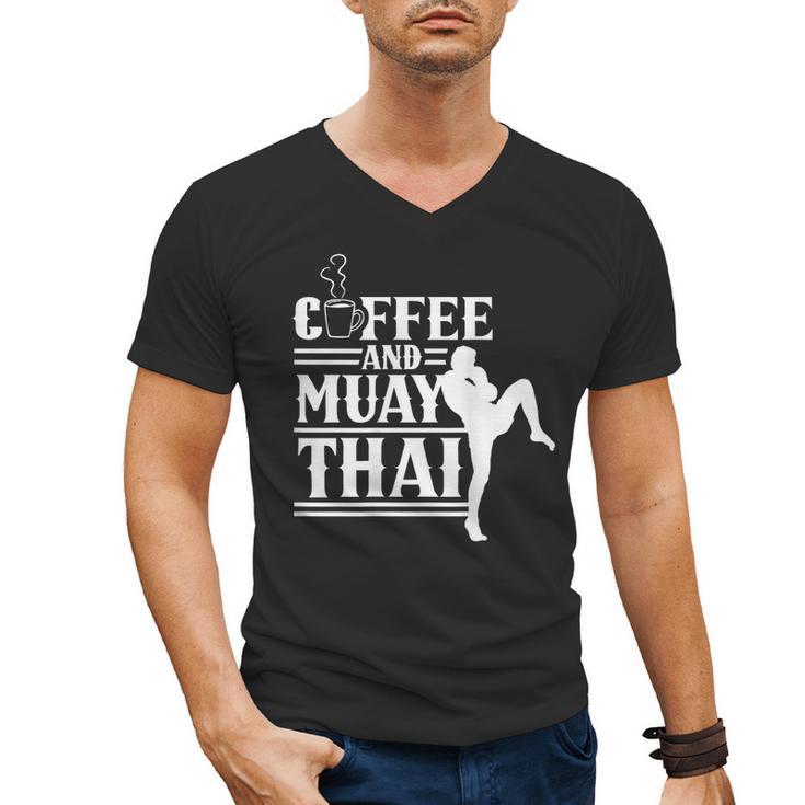 Coffee And Muay Thai Martial Arts Boxing Hobby Fighter Men's V-Neck T-Shirt