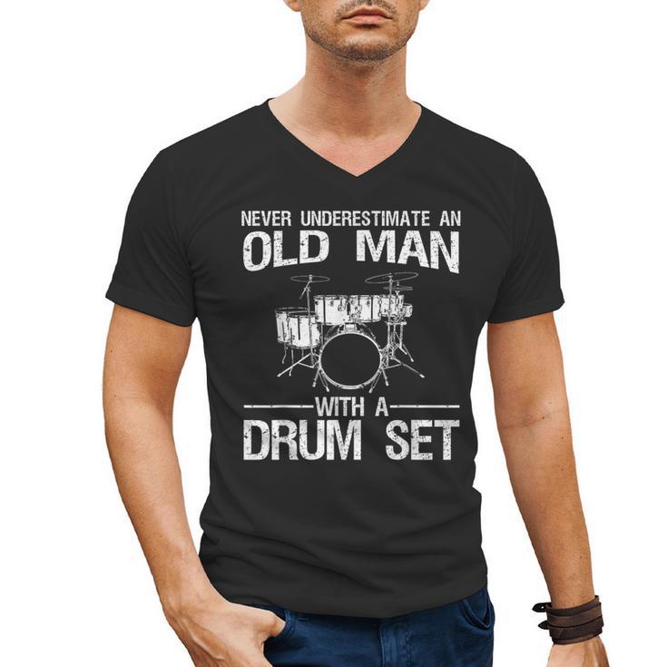 Cool Drummer Art Men Dad Drum Set Player Drum Kit Musician Men's V-Neck T-Shirt