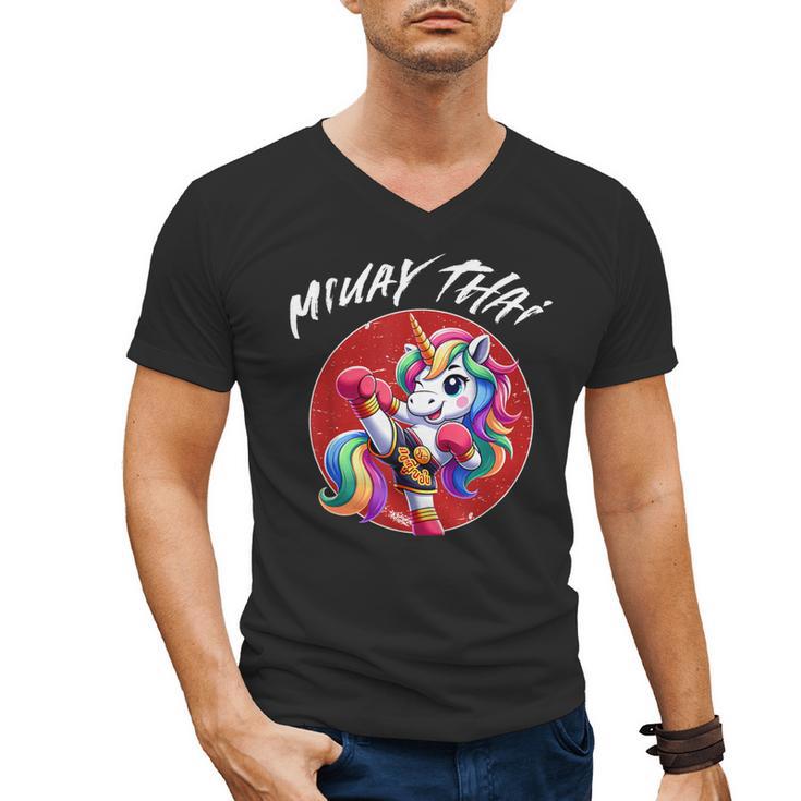 Cute Thai Boxing And Muay Thai Unicorn Men's V-Neck T-Shirt
