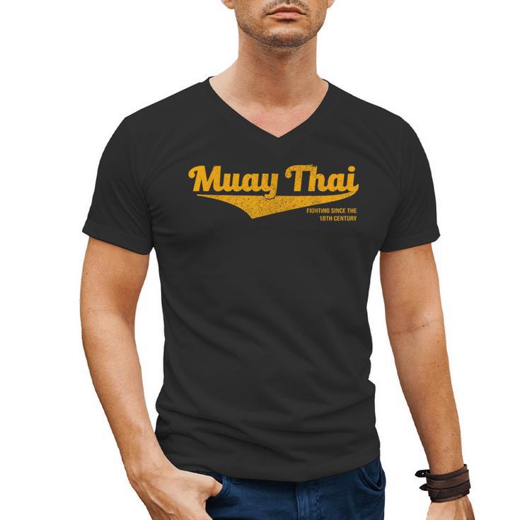 Distressed Muay Thai Kickboxing MMA BJJ Thailand T-Shirt Men's V-Neck T-Shirt