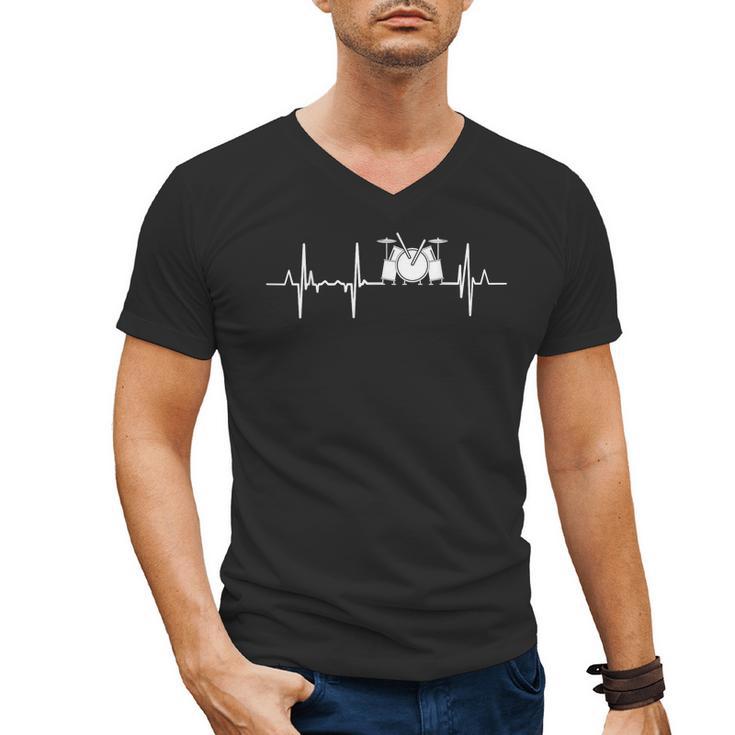 Drum Kit Cardiogram Drum Musician ECG Men's V-Neck T-Shirt