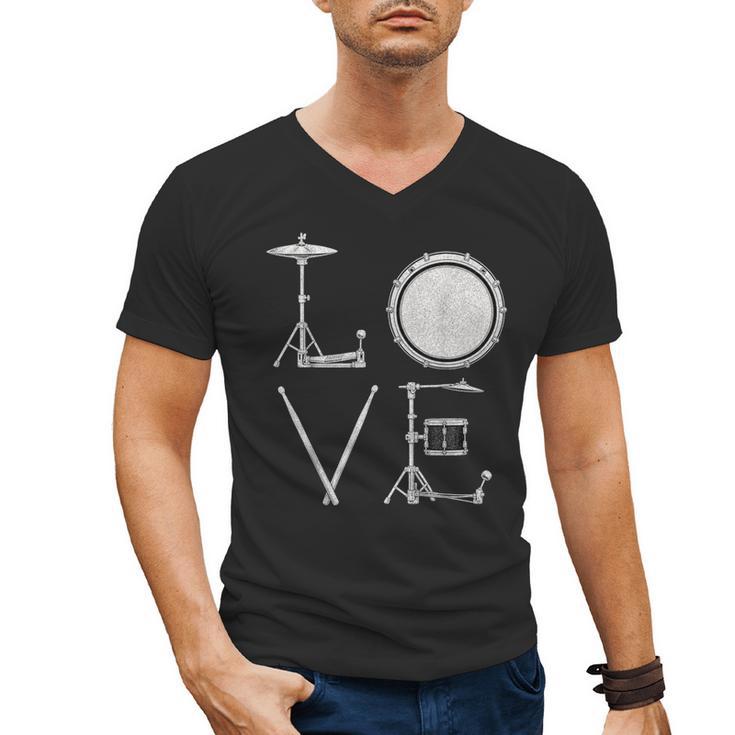 Drum Kit Love Illustration For Music Enthusiasts Men's V-Neck T-Shirt