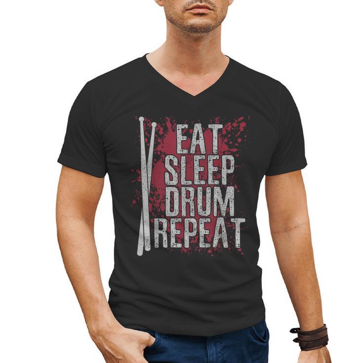 Drummer Eat Sleep Drum Repeat Drum Kit Musician Men's V-Neck T-Shirt