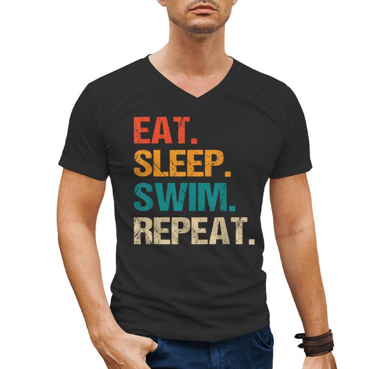 Eat Sleep Swim Repeat Pool Swimmer Water Polo Swimming Men's V-Neck T-Shirt