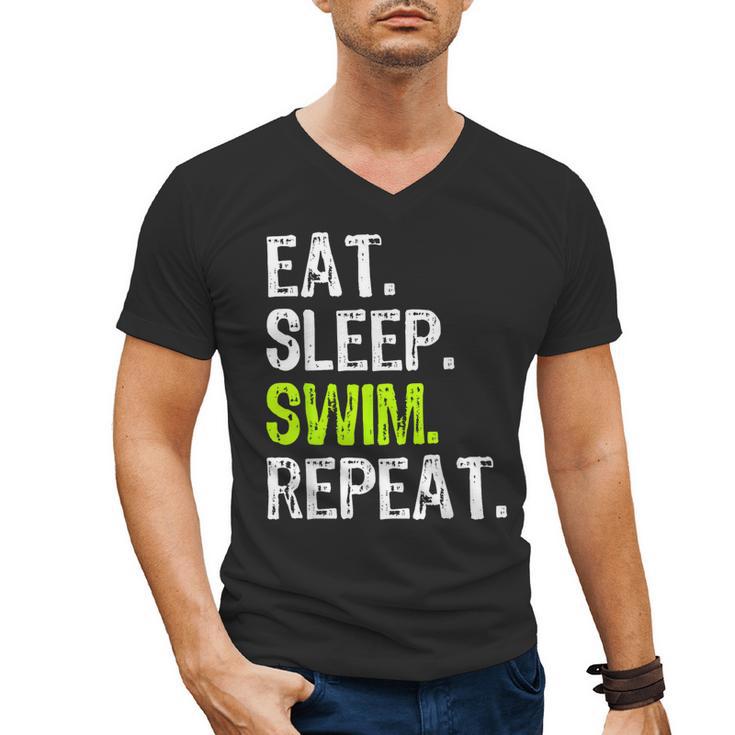 Eat Sleep Swim Repeat Swimming Swimmer Cool Men's V-Neck T-Shirt