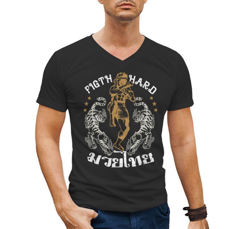 Fight Hard Traditional Fighter Muay Thai Men's V-Neck T-Shirt