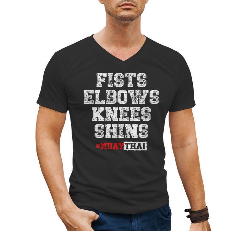 Fist Elbows Knees Shins Martial Arts Muay Thai Men's V-Neck T-Shirt