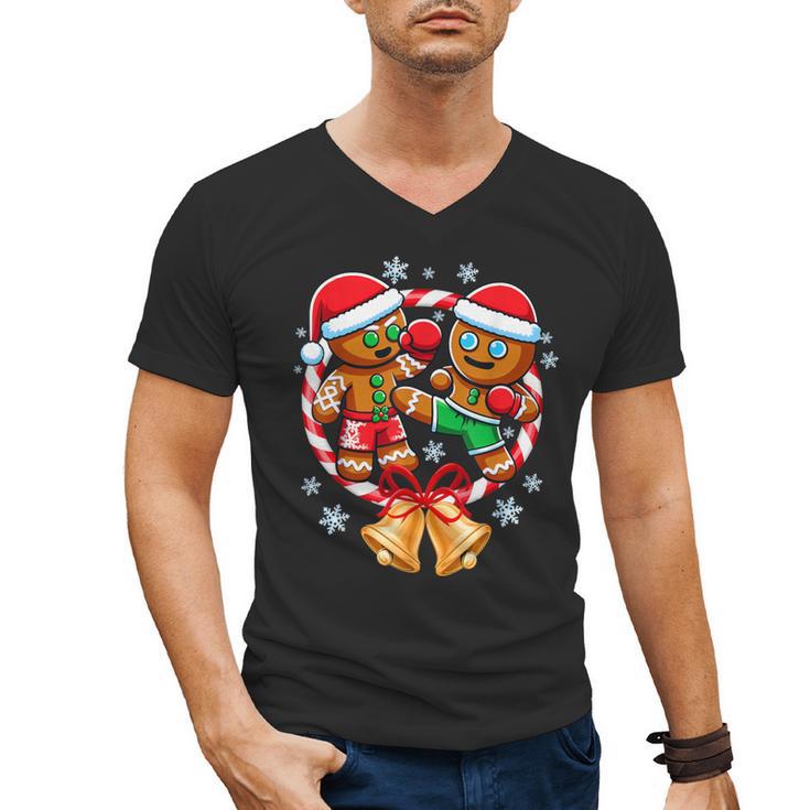 Gingerbread Cookies Christmas Fighting Muay Thai Men's V-Neck T-Shirt