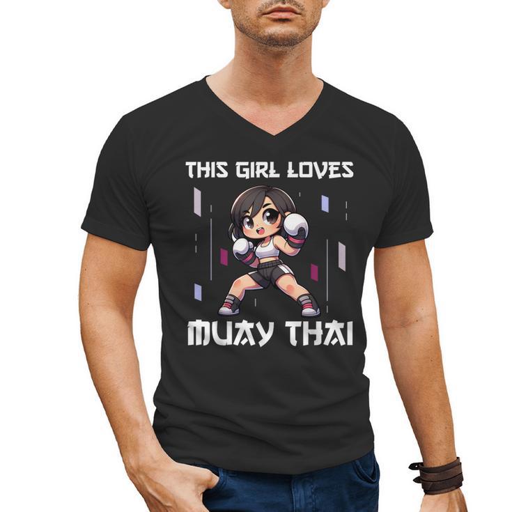 This Girl Loves Muay Thai Muay Thai Girls Kids Men's V-Neck T-Shirt