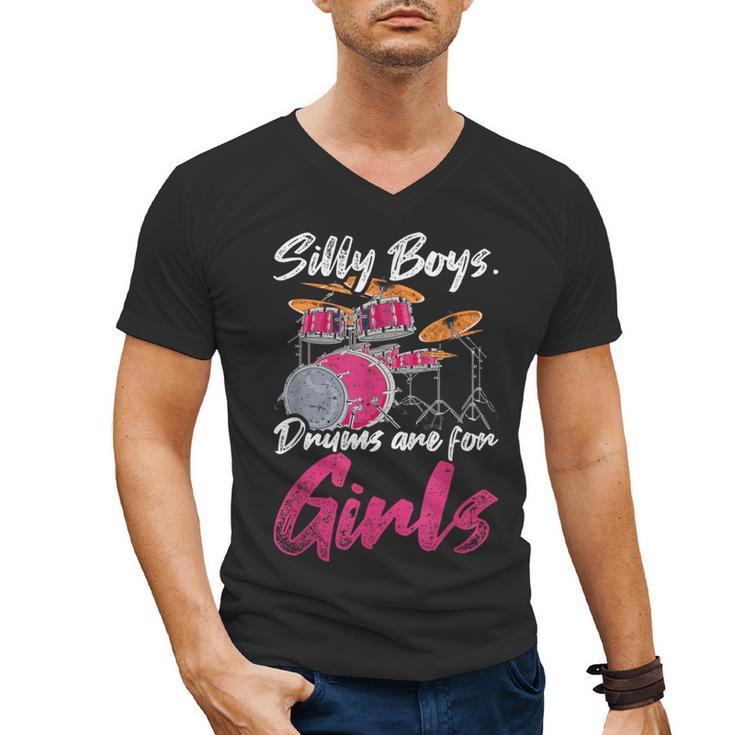 Girls Boys Kids Drummer  Drum Kit Men's V-Neck T-Shirt