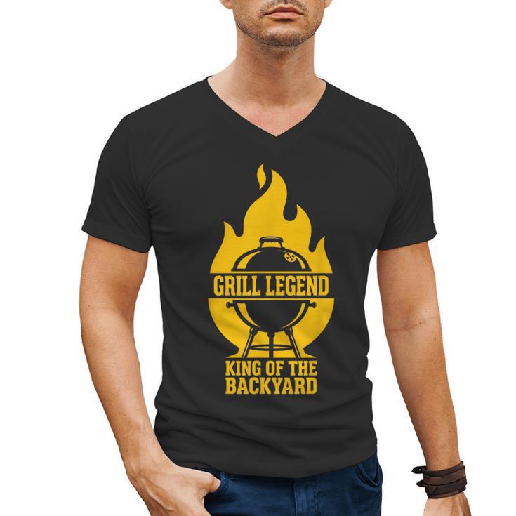 Grill Legend King Of The Backyard BBQ Dad Humor Chef Men's V-Neck T-Shirt