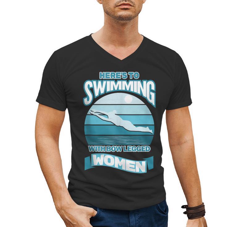 Here's To Swimming With Bow Legged Women Vintage Style Men's V-Neck T-Shirt