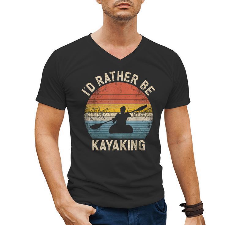 I'D Rather Be Kayaking Canoe Boating Vintage Kayak Men's V-Neck T-Shirt