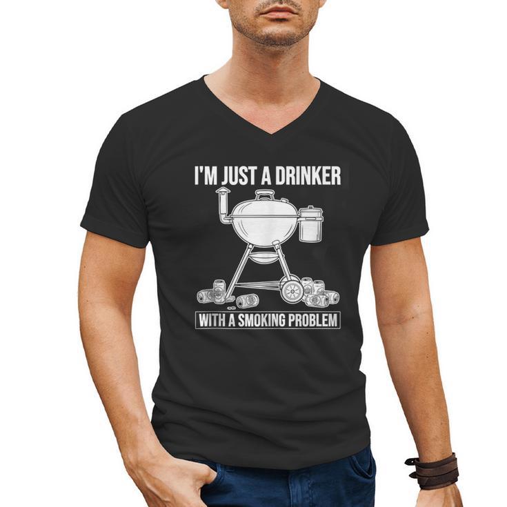 I'm Just A Drinker With A Smoking Problem BBQ Dads Grilling Men's V-Neck T-Shirt