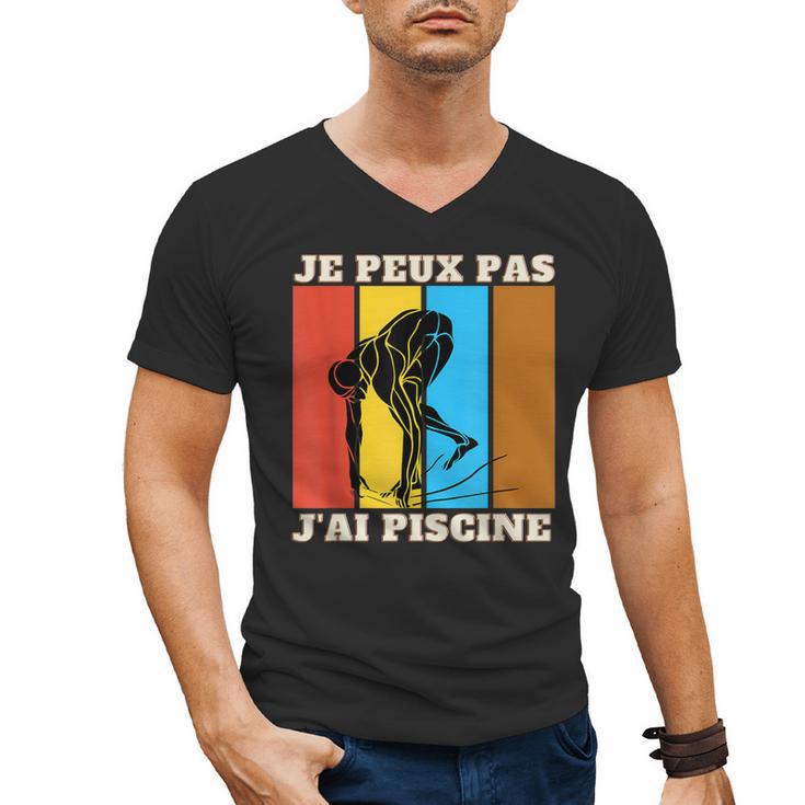 Je Peux Pas J'Ai Piscine Swimming Humour Retro Swimming Pool Men's V-Neck T-Shirt
