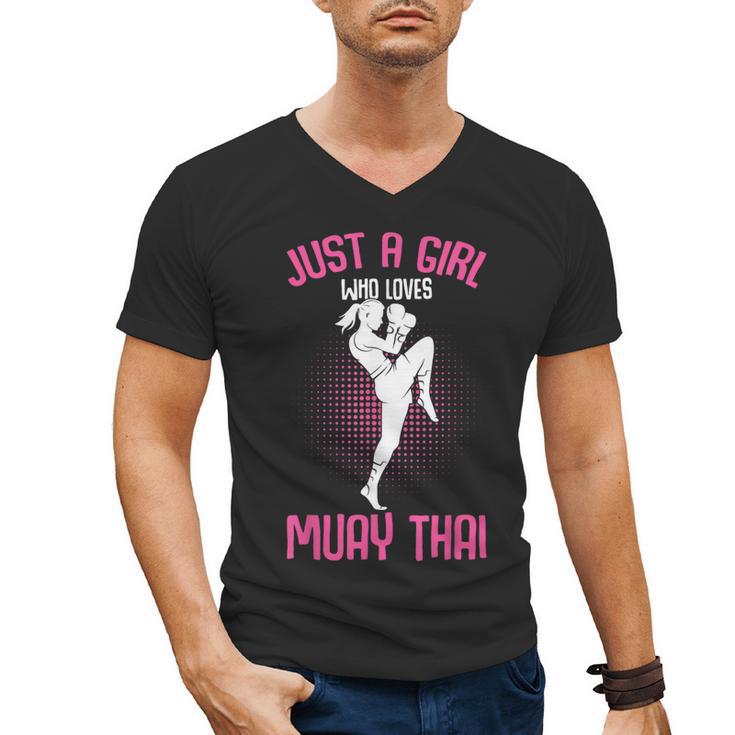 Just a Girl Who Loves Muay Thai Kids Girls Men's V-Neck T-Shirt