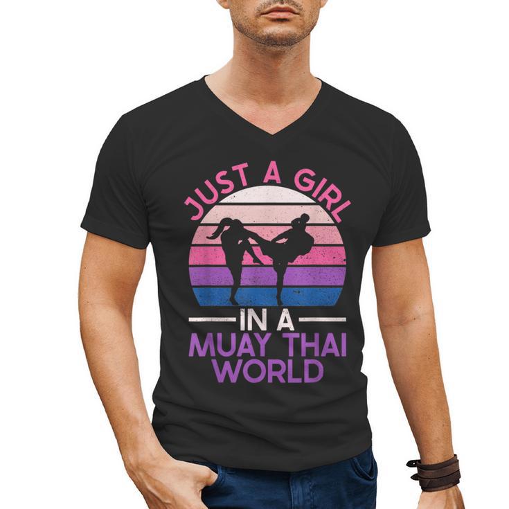 Just A Girl In A Muay Thai World Muay Thai Boxing Men's V-Neck T-Shirt