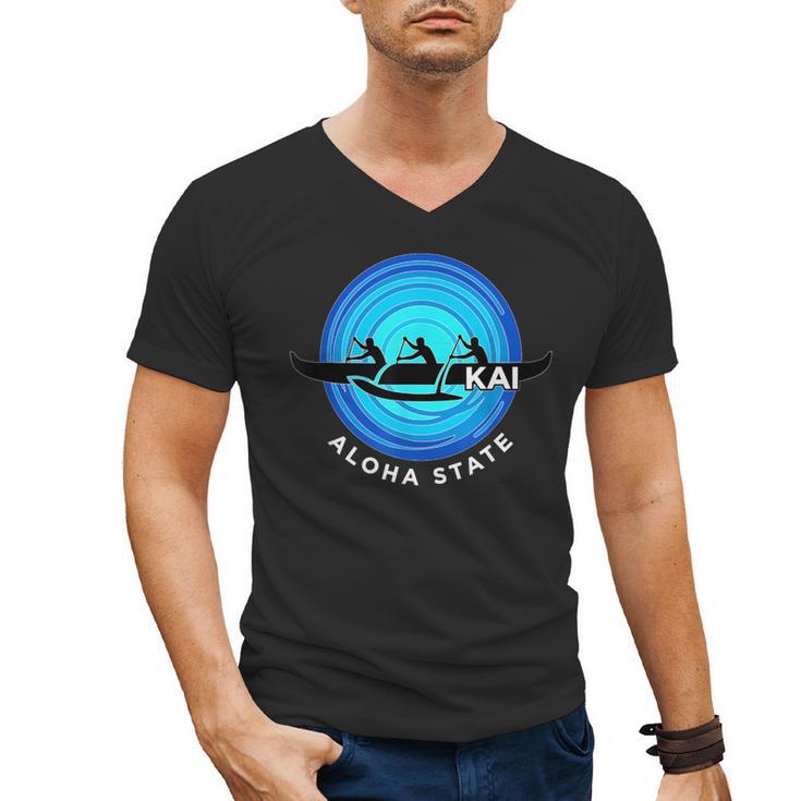 Kai Outrigger Canoe Hawaii Aloha State Paddling Retro Men's V-Neck T-Shirt