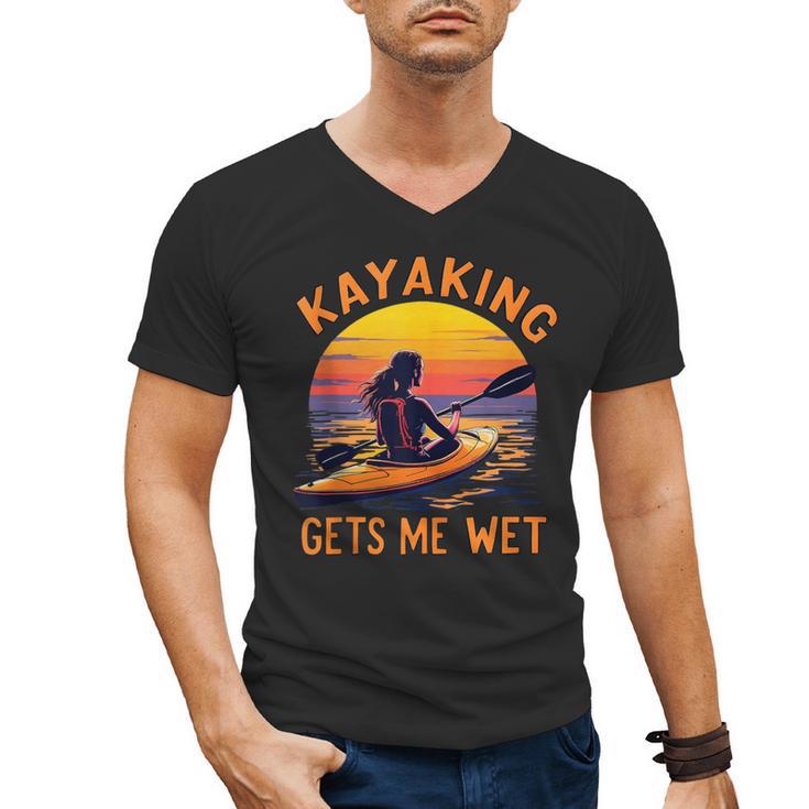 Kayaking Gets Me Wet Kayak Paddling Canoe Adult Joke Sleeveless Men's V-Neck T-Shirt