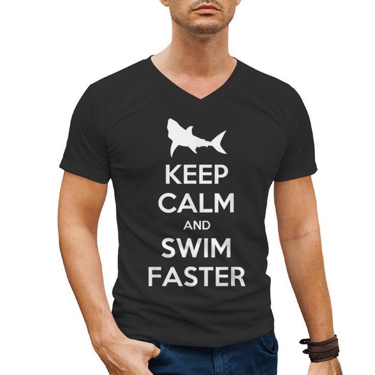 Keep Calm And Swim Faster Swimming T-Shirt Men's V-Neck T-Shirt