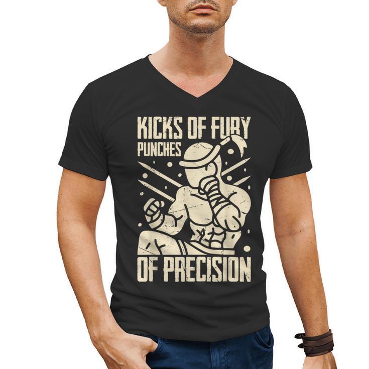 Kicks Of Fury Punches Of Precision Muay Thai Men's V-Neck T-Shirt