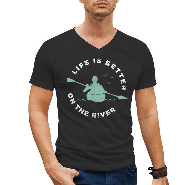 Life Is Better On The River Kayaking Canoe Boating Kayak Men's V-Neck T-Shirt