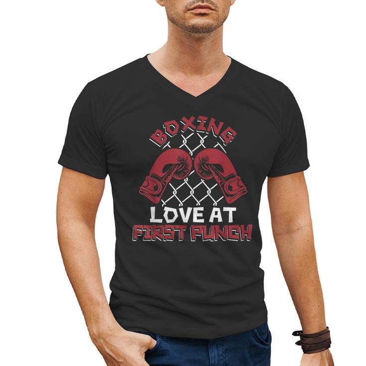 Love At First Punch Professional Boxer Muay Thai Boxing Men's V-Neck T-Shirt