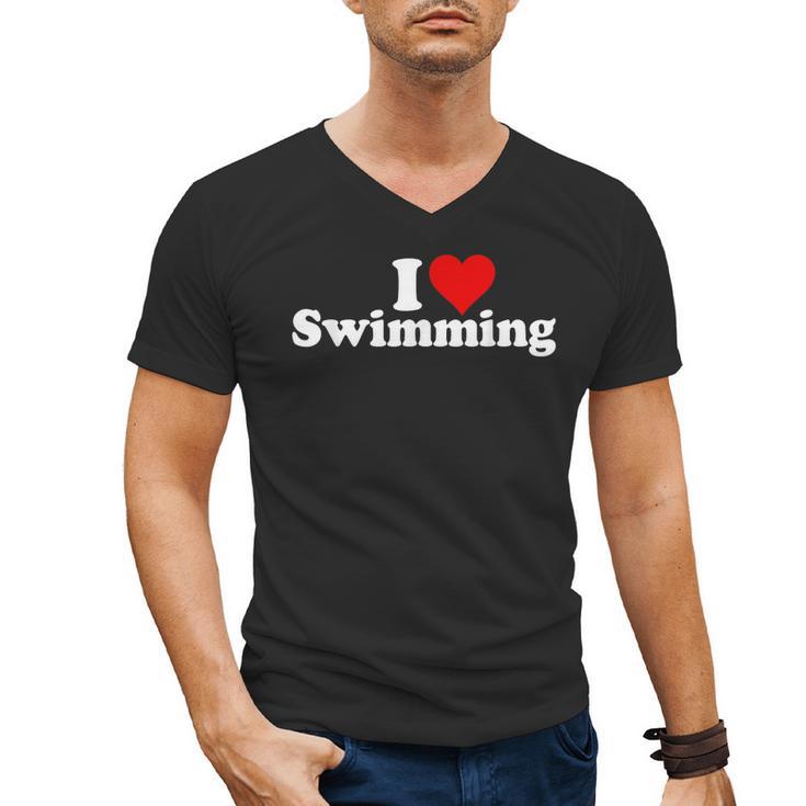 I LOVE HEART SWIMMING Men's V-Neck T-Shirt