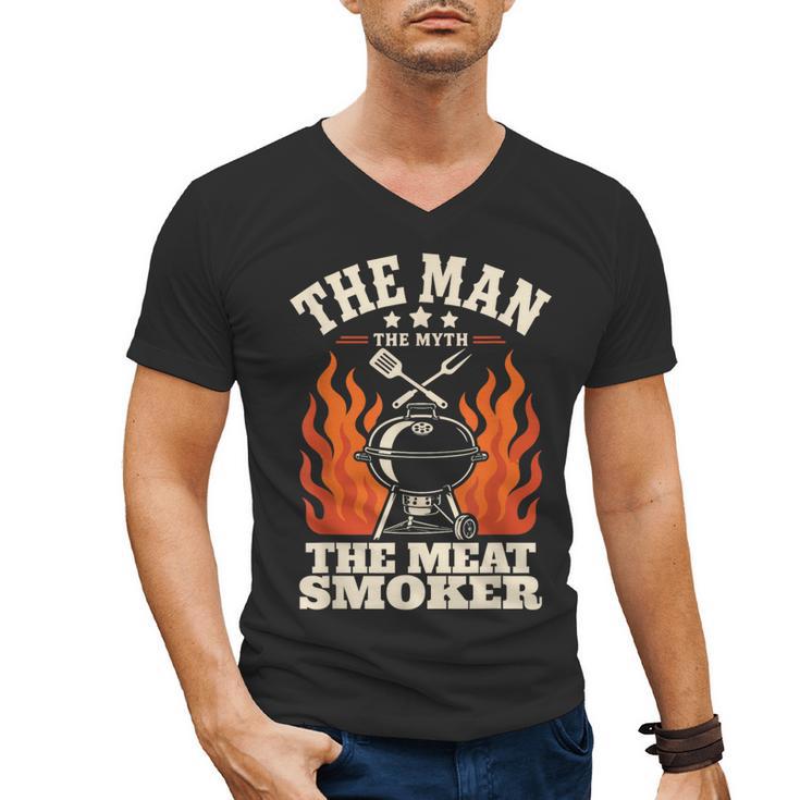 Man Myth Meat Smoker Legend BBQ Dad Men's V-Neck T-Shirt