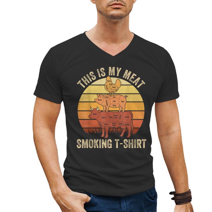 This Is My Meat Smoking Tee BBQ Dad Barbeque Smoker Men's V-Neck T-Shirt