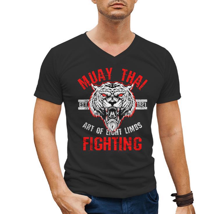 Muay Thai Art Of Eight Limbs Sak Yant Thai Boxing MMA Arts Men's V-Neck T-Shirt