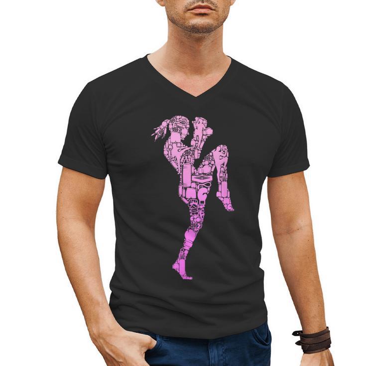 Muay Thai Thai Boxing Women Girls Children Men's V-Neck T-Shirt