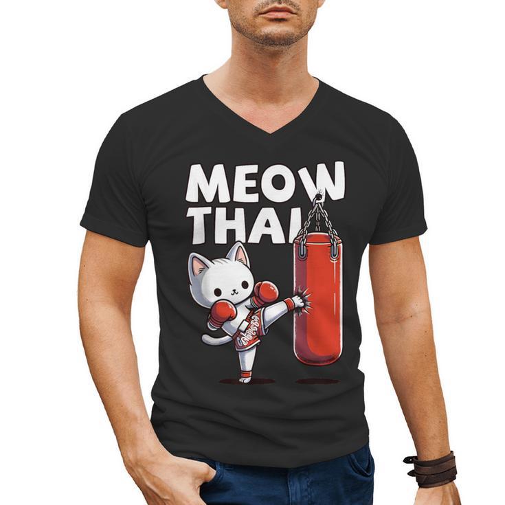 Muay Thai Cat Meow Thai Thai Boxing For Youth Muay Thai Men's V-Neck T-Shirt