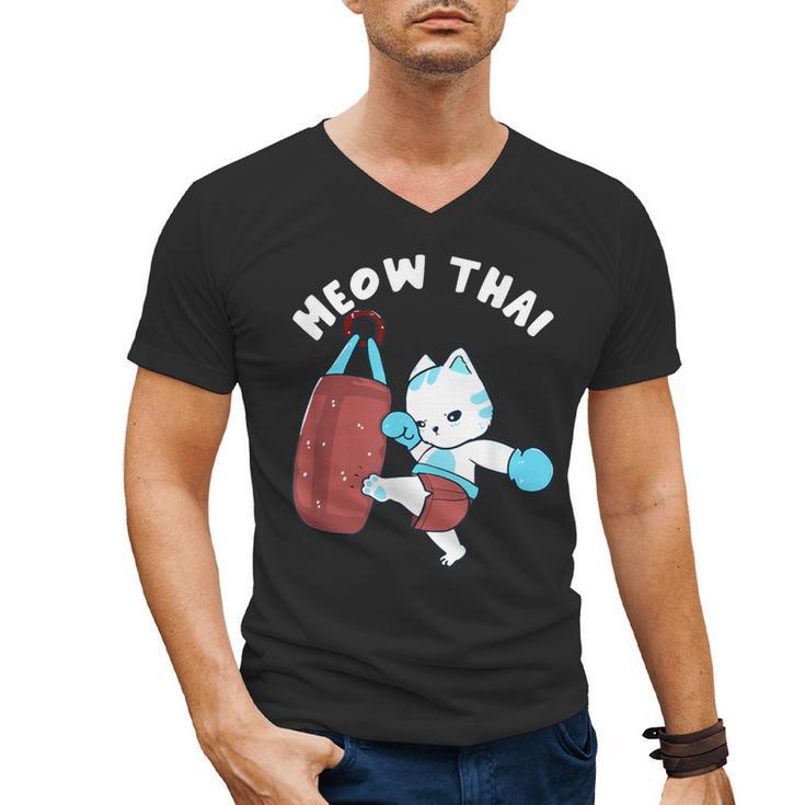 Muay Thai Cat Meow Thai Punch Bag Martial Arts Men's V-Neck T-Shirt