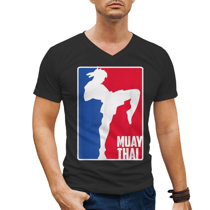 Muay Thai Fighter Retro Kickboxing Training MMA Men's V-Neck T-Shirt