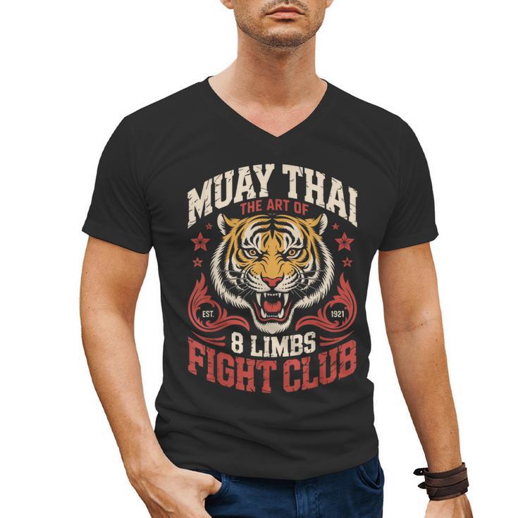 Muay Thai Fighter Tiger 8 Limbs Thai Boxing Men's V-Neck T-Shirt