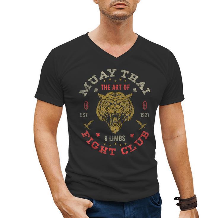 Muay Thai Fighter Vintage Tee Twin Tiger Art Of 8 Limbs Men's V-Neck T-Shirt