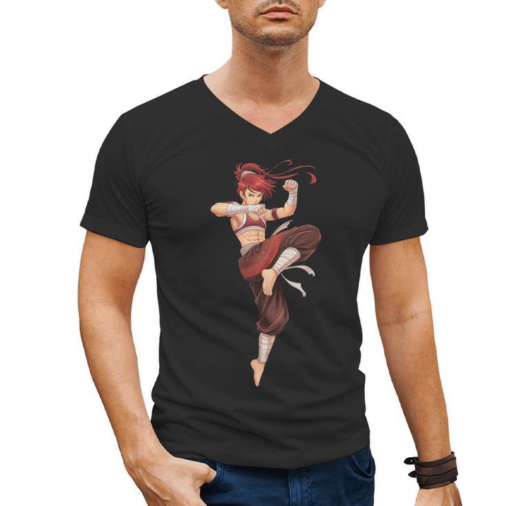 Muay Thai Girl Anime Japan Thaiboxer Kickboxing Muay Thai Men's V-Neck T-Shirt