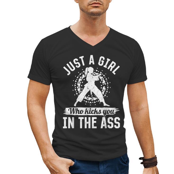 Muay Thai Girls Just a Girl Who Kicks You In The Ass Men's V-Neck T-Shirt