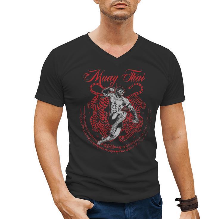 Muay Thai Kickboxing Martial Art Fighter Thai Boxing Men's V-Neck T-Shirt