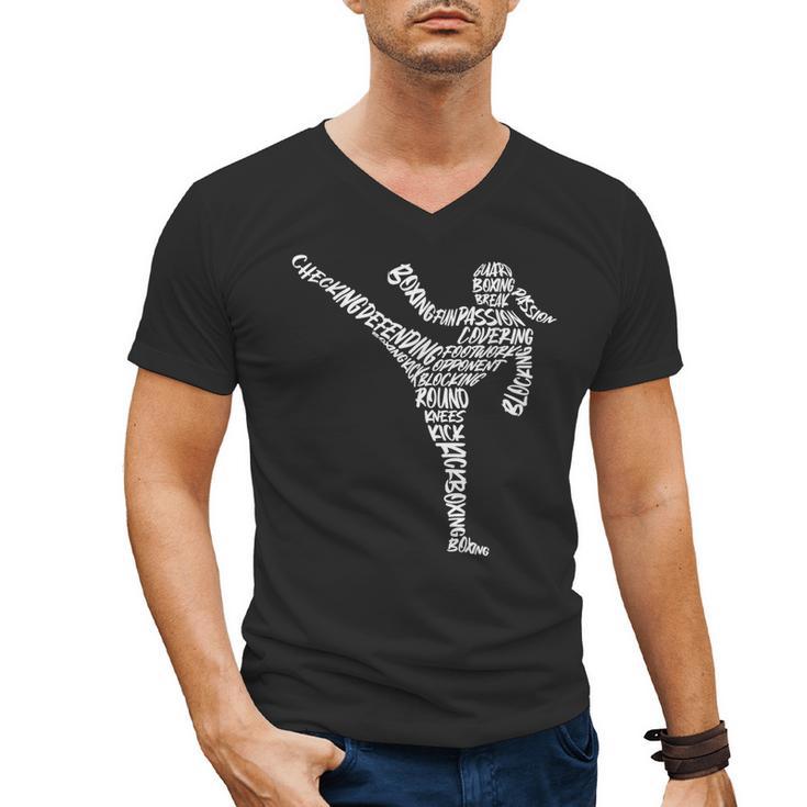 Muay Thai Martial Arts Typography Kickboxer Girls Kickboxing Men's V-Neck T-Shirt