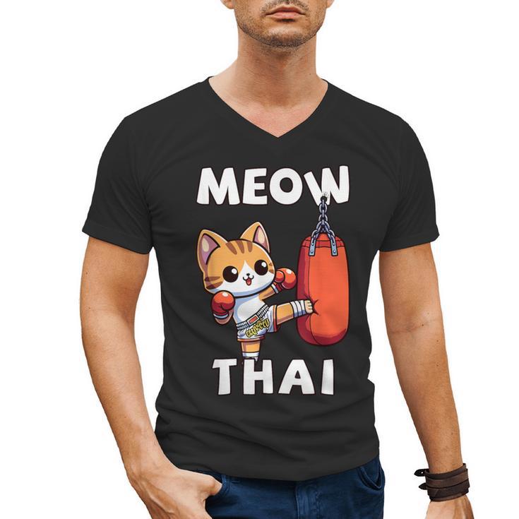 Muay Thai Meow Thai Thai Boxing For Boys Muay Thai Cat Men's V-Neck T-Shirt