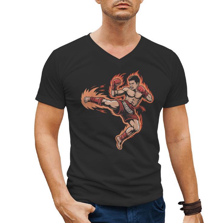 Muay Thai Mongkol Headband Minimal Clean Art Fighter Men's V-Neck T-Shirt