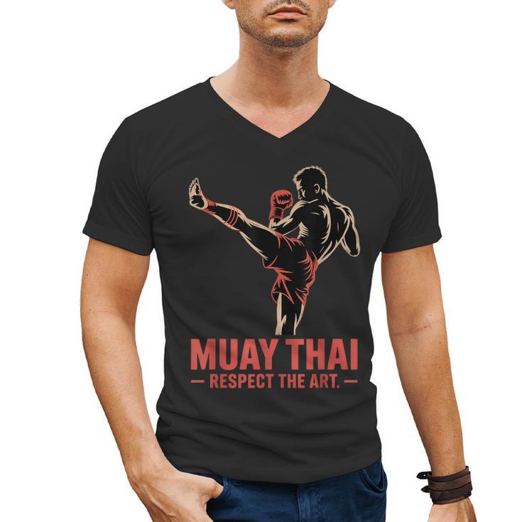 Muay Thai Respect The Art Martial Arts Kickboxing MMA Men's V-Neck T-Shirt