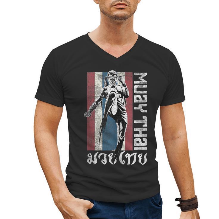 Muay Thai Shirt Thailand Flag Martial Arts Shirt Men's V-Neck T-Shirt