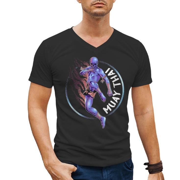 Muay Thai Skeleton Men's V-Neck T-Shirt