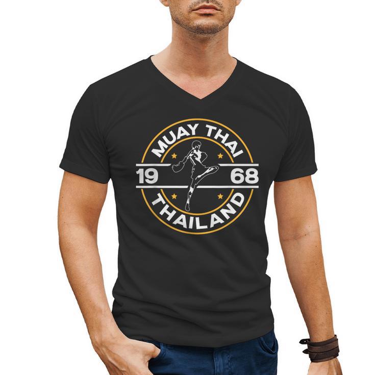 Muay Thai Thailand Fighter Fighting Combat 1969 Thai Boxing Men's V-Neck T-Shirt