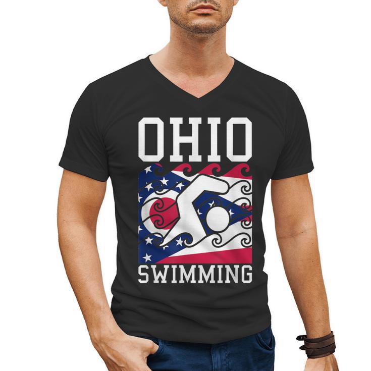 Ohio Flag Swimming Team Swim Swimmer US State Men's V-Neck T-Shirt